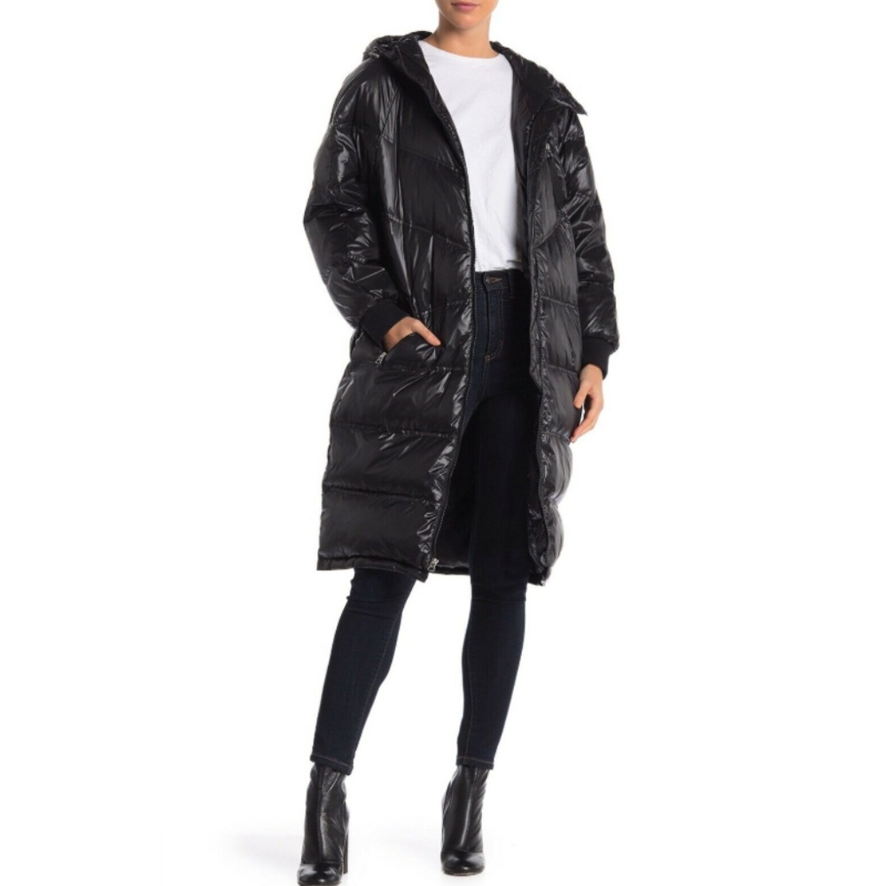 7 For All Mankind Long Hooded Down Coat - Picture 2 of 5